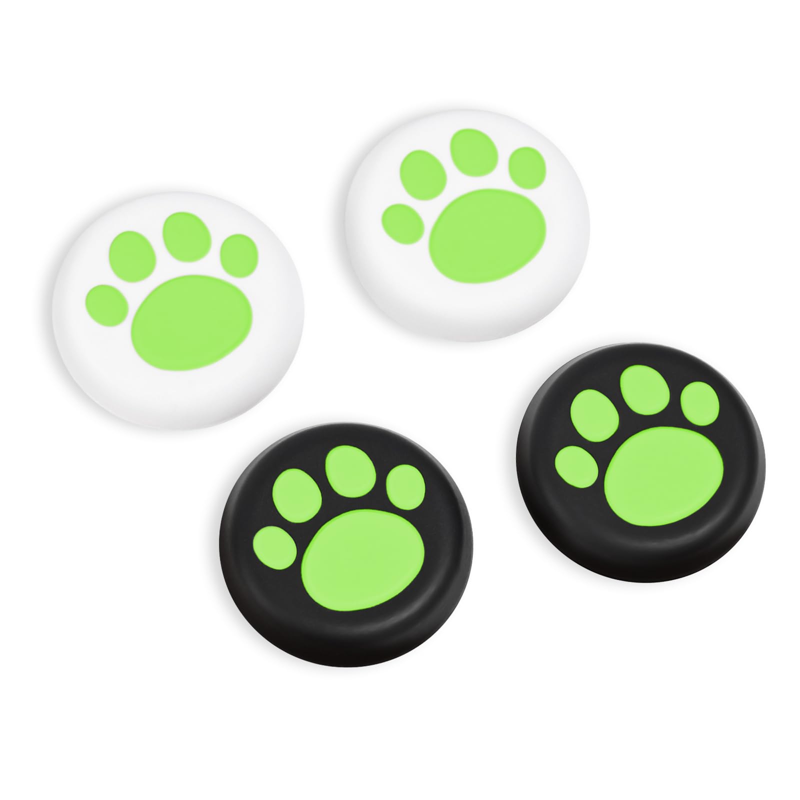 DLseego Thumb Grips Designed for Nintendo Switch 2 2025, Soft Silicone Joycon Analog Controller Protective Anti-Slip Cover 4PCS Button Joy Con Joystick Caps Cat Claw Covers - White&Black&Green
