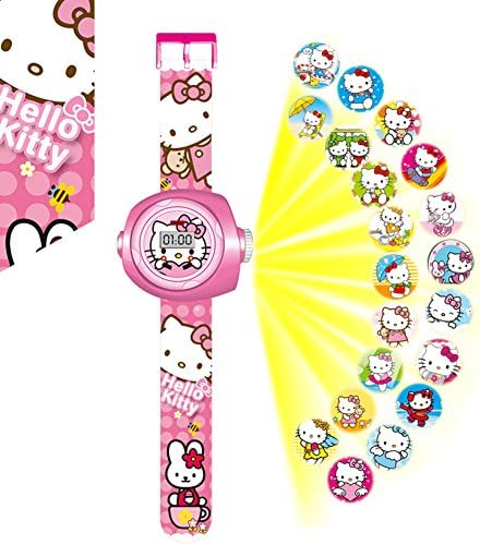 TEKIMBE Digital Projection Wristwatch Cartoon Figure Wristwatch Led Projector Watch 20 Images (Hello Kitty Projection Watch)
