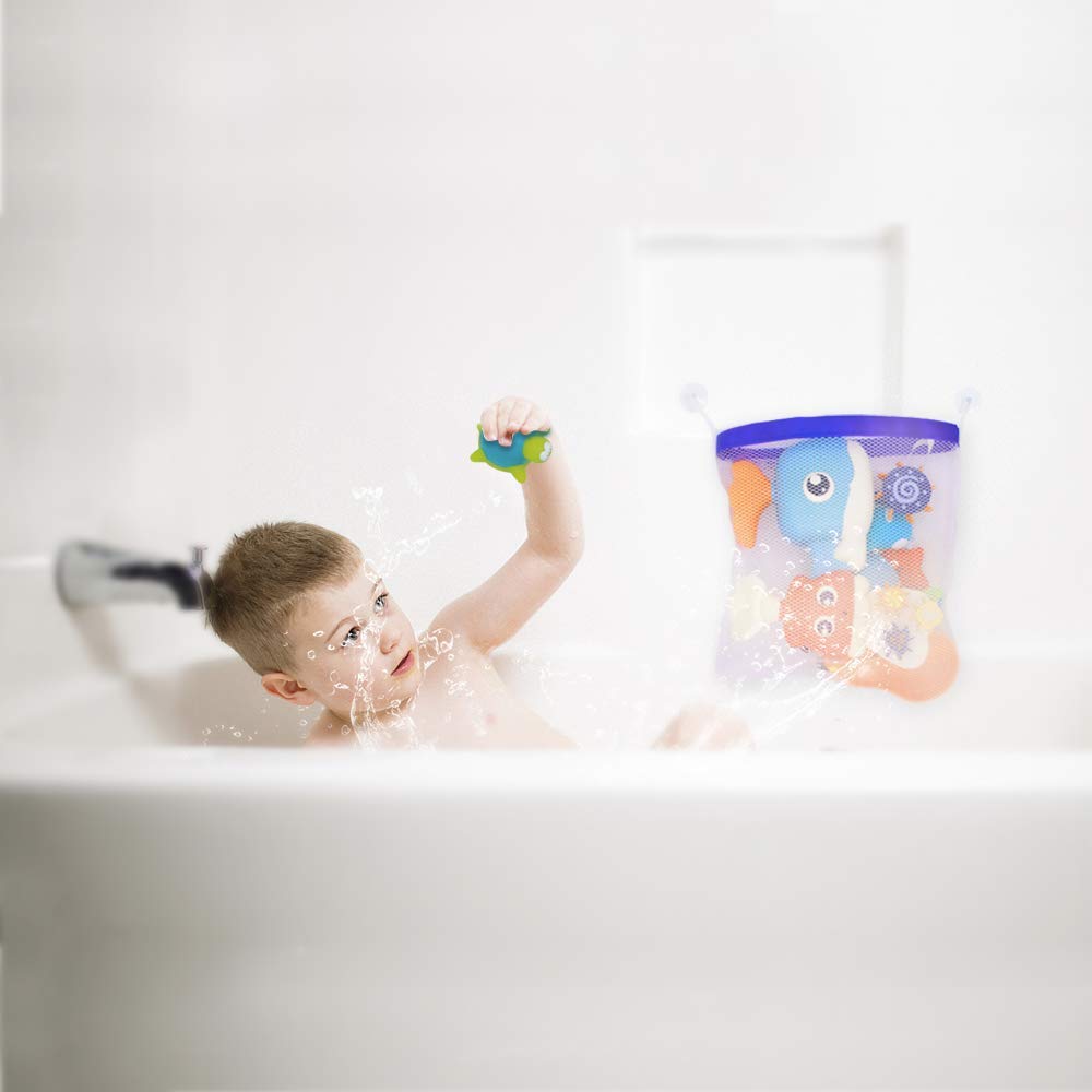 Lydaz Baby Bath Toys, Whale Waterfall with Organizer - Sea Animal Floating Squirt Toys (6 Pack) - Bathtub Toys for Toddlers Kids 1 2 3 Year Old