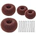 Hair Bun Maker Set,4 Pcs Donut Hair Bun Maker(1 large, 1 medium and 2 small)+20 Pcs Hair Pins,Dark Brown