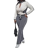 Uni Clau Women 2 Piece Jogging Sets Tracksuit Bodycon Outfits Long Sleeve Fall Sweatsuit Zip Up Crop Top workout sets