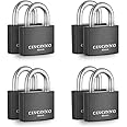 CINCINNO Covered Aluminum Padlock with Key, 8 Pack 1-9/16" Padlocks with Same Key，Key Lock for Outdoors