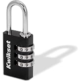 Kwikset Aluminum Combination Padlock, 3-Digit, 1-Pack, Black | Set Your Own 3-Digit Code, No Key to Carry; 1-1/8 in Body and 1 in Shackle for Sheds and Lockers