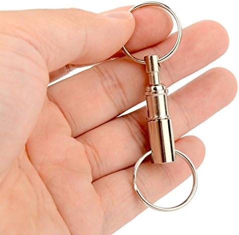 2 Pcs Heavy Duty Dual Key Ring Detachable Pull Apart Keyrings Snap Lock Holder Keychains Silver - Image 5