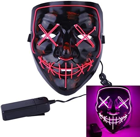 Roolina Halloween Mask LED Light up Purge Mask for Festivals, Halloween Costume, Rave, Festivals, and Cosplay