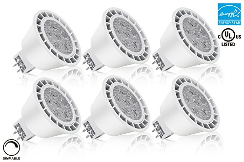 Torchstar #Dimmable# MR16 GU5.3 LED Light Bulb, 7W (50W Equivalent), ENERGY STAR, AC/DC 12V, 3000K Warm White, 40° Beam Angle, Damp Location Available, 3 YEARS WARRANTY, Pack of 6
