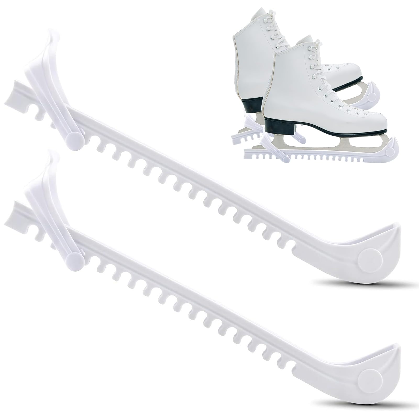 Zoyiancy Ice Skate Guards Ice Skate Covers Ice Skate Blade Covers Figure Skate Guards with Adjustable Buckle Skate Accessories (1 Pair) (White)