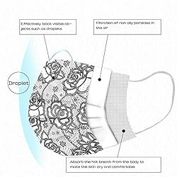 50 Pack Lace Pattern Disposable Face_Masks with 3