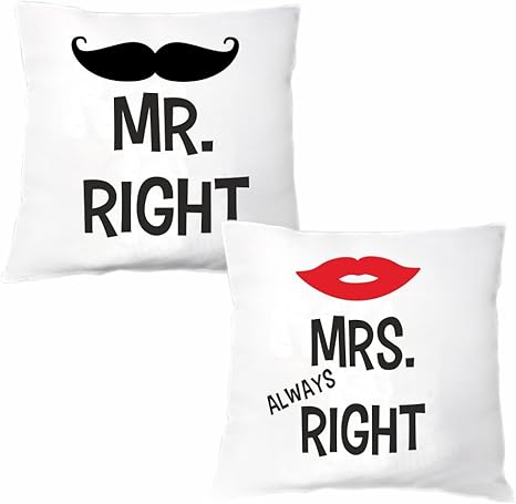 4you Design Kissen Set Mr Right Mrs Always Right Zierkissen Dekokissen Geschenkidee Geburtstag Liebe Schatz Hochzeit Amazon De Kuche Haushalt Kissen Mr Right