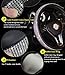 Carfond PU Leather Crystal Steering Wheel Cover, with Bling Bling Rhinestones 15 inch Black/siilver