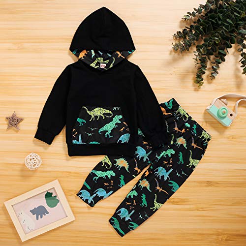 puseky 2 Stks Kids Peuter Jongen Mode Dinosaurus Kleding Hoodie Shirt + Broek Outfits Trainingspak Set - Image 3