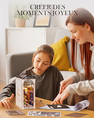 Rolife Book Nook Miniature House Kit DIY Model Adult with Lights Bookcase Decoration Book Living Room Booknook Puzzle Arcade Dating 3D Wood Bookends Diorama