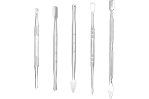 NFRBTD 5 PCS Wax Tools Kit Wax Carving Tools, Double-Ended Wax Modeling Tools, Stainless Steel Sculpting Tools for Clay Pottery (Silver)