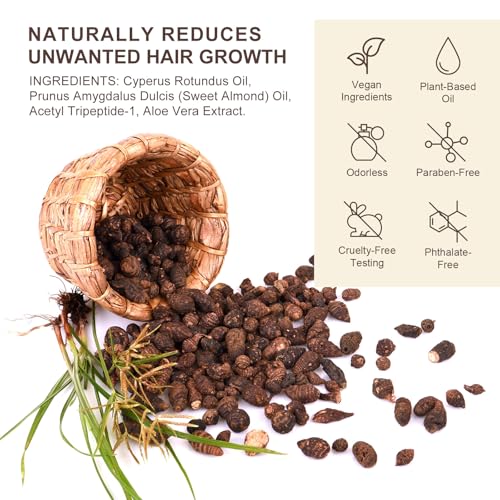 Post Hair Removal Body Oil with Cyperus Rotundus, Skin Care After Hair Removal, Botanical Moisturizing Formula for Armpits, Legs, Arms and Bikini Line, 60ml