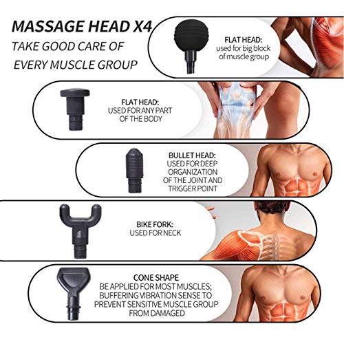 Massage Gun Deep Tissue for Athletes - Handheld Portable Electric Full Body Percussion Massager for Pain Relief, 6 Speed with 5 Massage Heads (Red)