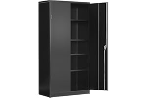 Pataku Garage Storage Cabinets, Black Metal Cabinet with Locking Doors and Shelves, 72.5"x 36"x18" Steel Tool Cabinet for Home Office, Basement, Pantry, File, Large Capacity…