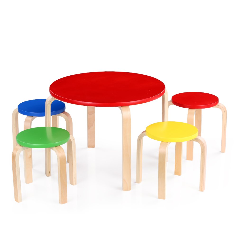 iKayaa Muebles Infantil de Madera de Chopo Max kg Mesa  Sillas