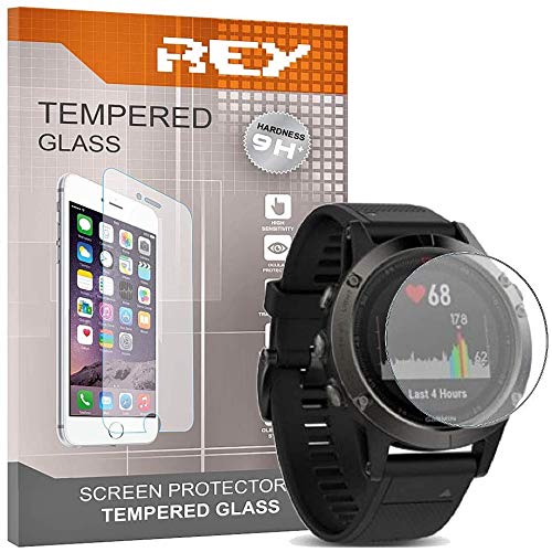 REY [Pack of 3] Tempered Glass for Garmin Fenix 5 47mm / Garmin Fenix 5 Plus 47mm, Premium Screen Protector