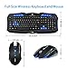 F1 Wireless Keyboard Mouse Combo, 2.4GHz Full Size Waterproof Keyboard and Optical Wireless Gaming Mouse Set Compatible with PC, Laptop, Notebook, Desktop, Computer (Blue)