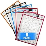 5 Pack 10x13 Dry Erase Pockets Sleeves with 3 Holes