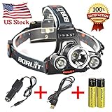 Boruit Headlamp 10000Lm XML T6+2R5 3LED Head Light Torch+Car/USB Charger+2X18650
