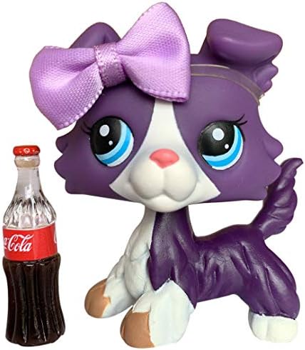 Judy lps Collie #1676 Purple Puppy and White with Blue Eyes Come with lps Accessories Earrings Collars Best Gift for Kids
