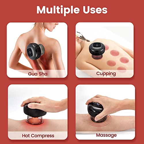 AIHAOYU Smart Cupping Therapy Set,Upgrade Cellulite Remover Massager,Rechargeable 4 in 1 Vacuum Therapy Machine for Pain Relief, Electric Gua Sha Cupping Massage Tool (12 Level-Black)