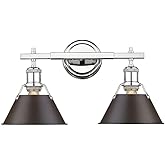 Golden Lighting 3306-BA2 CH-RBZ Orwell Bath Vanity, Chrome with Rubbed Bronze Shade
