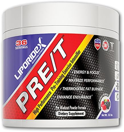 Liporidex PRE/T Pre Workout Supplement Powder. Build Muscle, Increase Performance and Energy. Beet Root and Agmatine for Extended Nitric Oxide Release. Fruit Berry Punch Flavor - 36 Servings