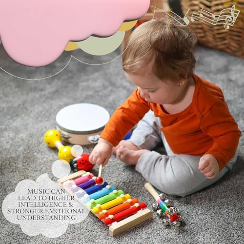 Conjunto de 22 peças de instrumentos de percussão de madeira para crianças pequenas, educação pré-escolar infantil, brinquedos musicais para a primeira infância, adequados para meninos e meninas
