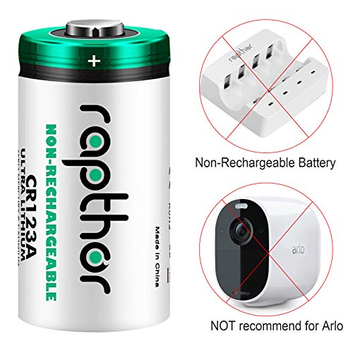 Rapthor CR123A 3V Lithium Batteries 20 Pack 1650mAh High Power CR123 CR17345 for Flashlights