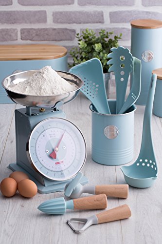 Typhoon Living Blue Utensil Pot, Durable Carbon Steel Crock With a Hard-wearing Matte Coating, Vintage-style Countertop Kitchen Tool Holder, 54-Fluid Ounces - Thumbnail 4