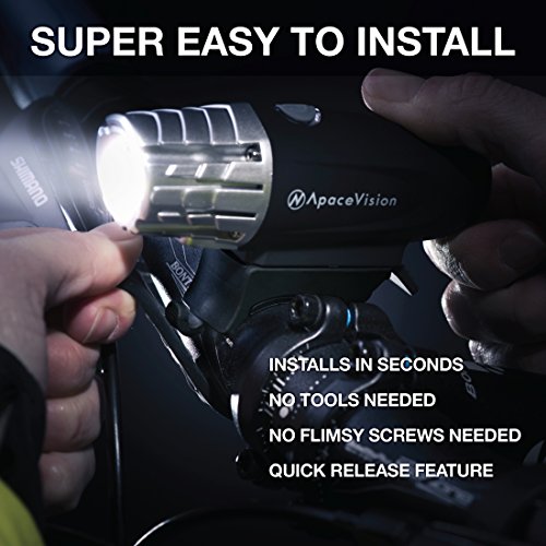 Eagle Eye USB Rechargeable Bike Light Set by Apace - Powerful 300 Lumens LED Bicycle Headlight & Tail Light - Super Bright Front Light & Rear Light for Cycling Safety (Blue-Silver, Premium Gift Box)
