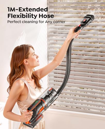 Cordless Vacuum Cleaner, 650W/55Kpa/70Mins Stick Vacuum Cleaners for Home with 180° Foldable Wand &100cm Hose, Touch Screen AUTO-Mode, Wall Mount Charging, Fragrance, Vacuum for Floor/Carpet/Pet Hair