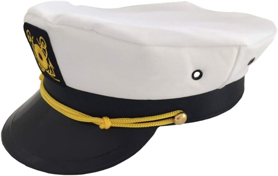 Lemoning Sailor Ship Yacht Boat Captain Hat Navy Marines Admiral White Gold Cap Navy Hat, Hat Home Decor Living Room for Easter