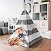 Sorbus Kids Foldable Teepee Play Tent Playhouse Classic Indian Style Play Tent and Carry Bag, Walls with Door, Window and Floor (White and Gray)