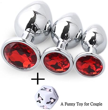 FSY3U 3pcs/size Stainless Steel Smooth Diamonds Round Shape Massager Toys for Beginner - Red