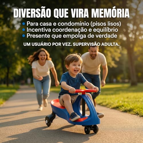 Carrinho de Rolimã Infantil Gira Gira sem Pedal URBANIUS, Volante 360° e Estrutura Reforçada – Certificado pelo INMETRO, 3+ Anos (Azul e Laranja)