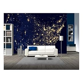 USA Territory with Different Time Zones - Removable Wall Mural | Self-Adhesive Large Wallpaper - 66x96 inches