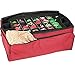 [Red Christmas Ornament Storage Box with Dividers] - (Holds 72 Ornaments up to 3 Inches in Diameter) | Acid-Free Removable Trays with Separators | Extra Front and Side Pockets for Additional Storage