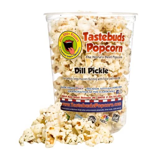 Tastebuds Popcorn, Dill Pickle Flavored 3 Oz Bulk Tub of Theater