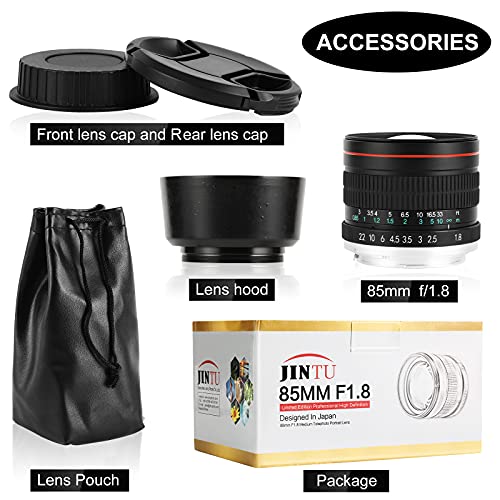 JINTU 85mm F1.8 Telephoto MF Manual Focus Portrait Prime Lens Fix Focal