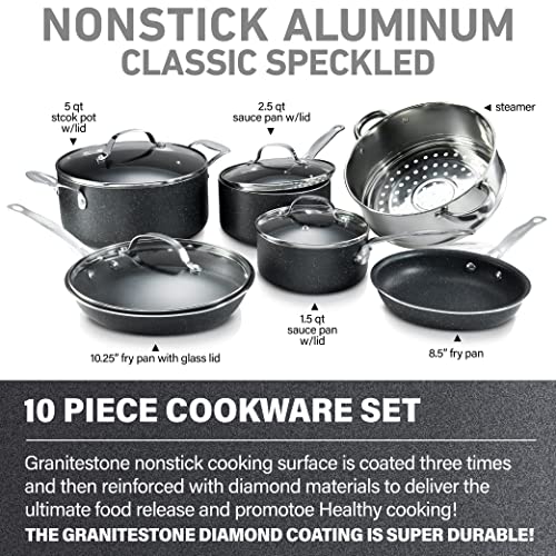 Granitestone Original 10 Piece Nonstick Cookware Set, ScratchResistant