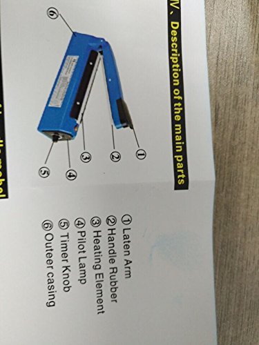 Windmax 8" Hand Impulse Sealer Heat Seal Machine Poly Sealing Free Element Grip (8", Blue)