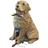 Sandicast Golden Retriever with Holiday Lights Christmas Ornament