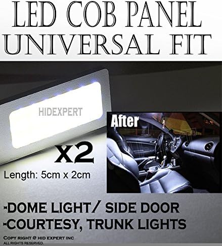 ICBEAMER 5 pair 50mm COB LED Panel High Power Interior Map Dome Door Interior Reading Plate Lamp Roof Ceiling Interior Bulb With T10 / BA9S / Festoon Adapters [Color: White]