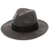 FORBUSITE Wool Felt Wide Brim Fedora Hats for Women Men