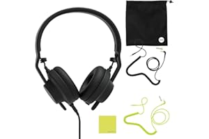 Liquid Audio Aiaiai TMA-2 DJ Professional Modular DJ Headphone Bundle with Aiaiai C18 Coiled Neon Yellow Cable Polishing Cloth (Neon)