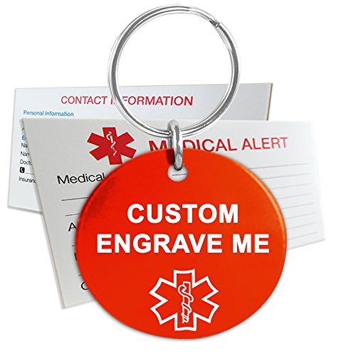 MyIDDr Custom Engraved Medical Alert Keychain, Round Aluminum