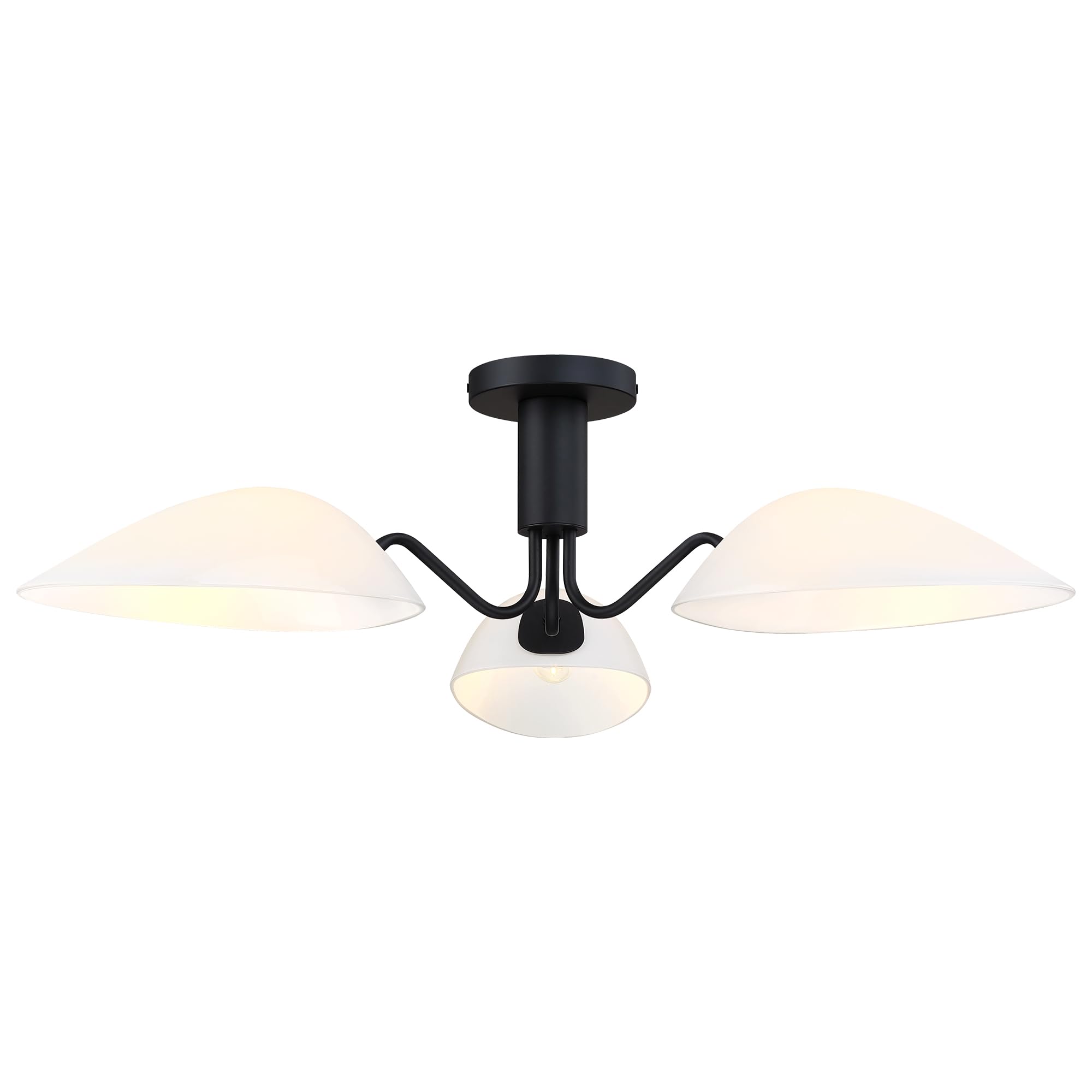 Photo 1 of **FOR PARTS ONLY** Modern Black 3-Light Ceiling Light with Opal White Glass Shade Semi Flush Mount Ceiling Light for Living Room Hallway Sputnik Chandelier Lighting Fixture